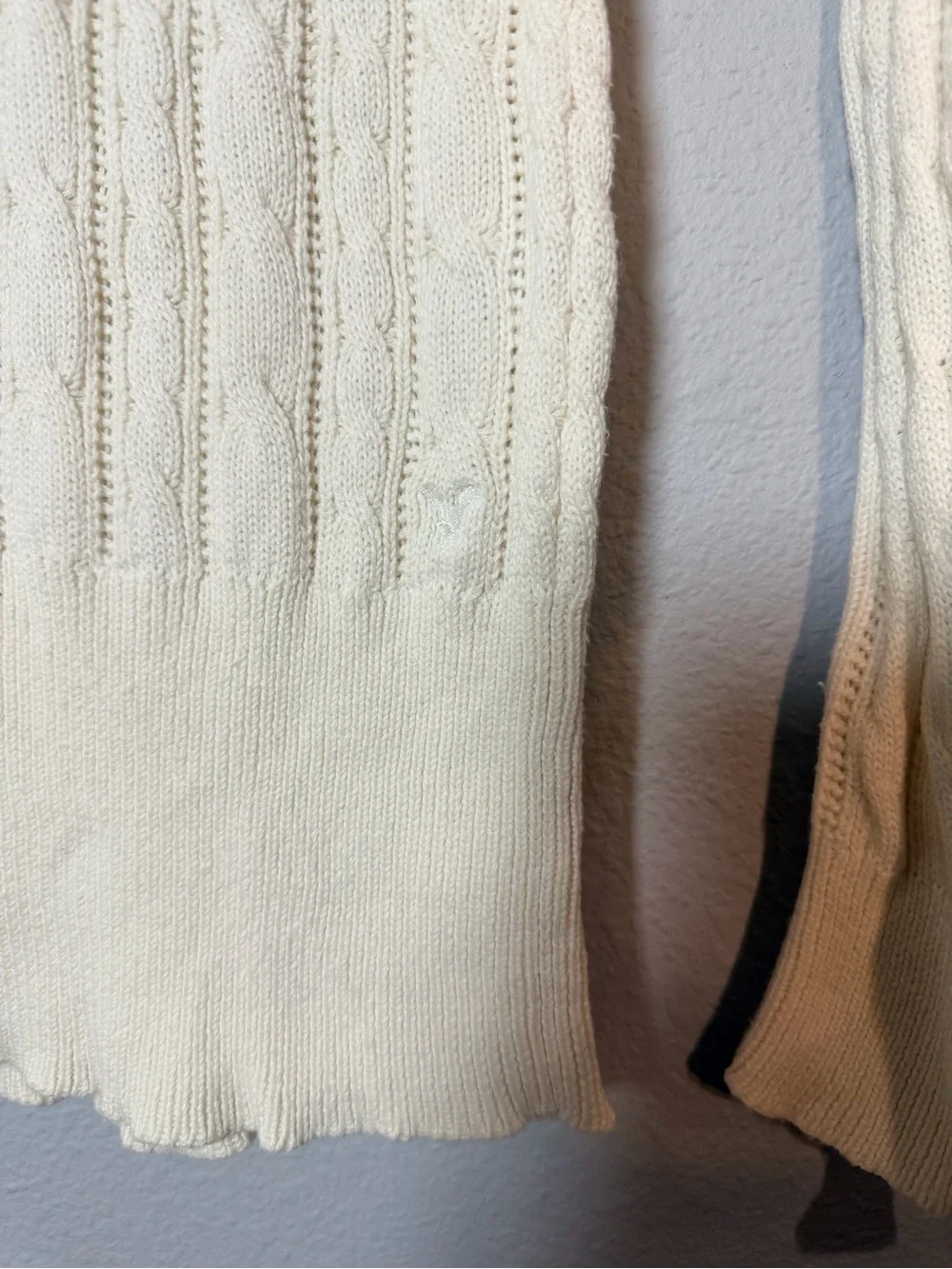 American Eagle Cable Knit Tunic Sweater Size XL Cream V-Neck Bella Swan Y2K - Picture 5 of 8